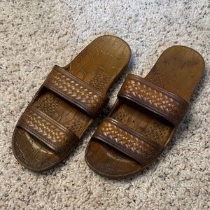 Men's Brown Woven Slide Sandals